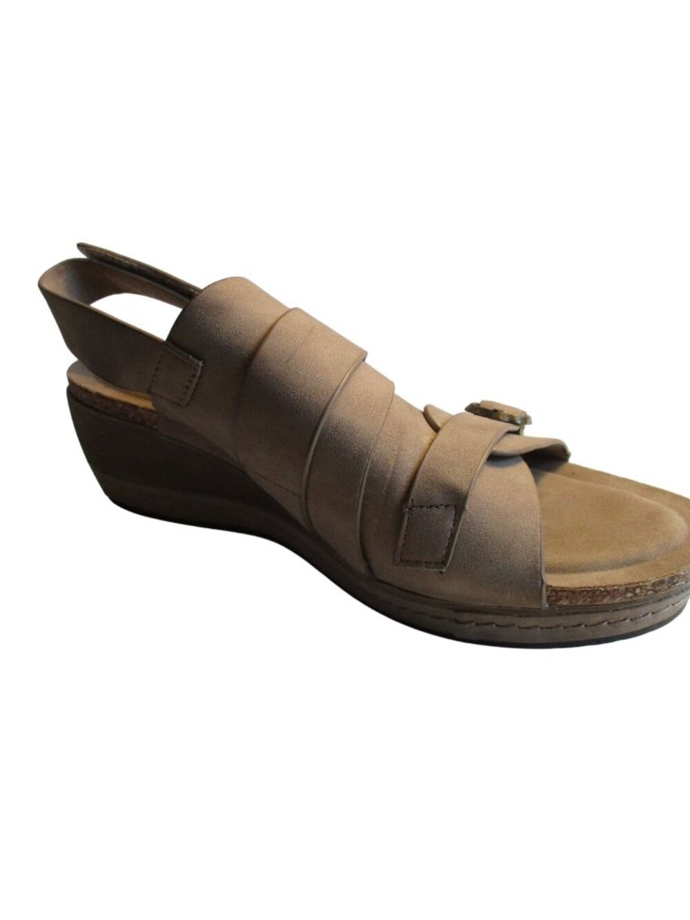 Natural Reflections Beige Suede Strappy Sandal - Size 8